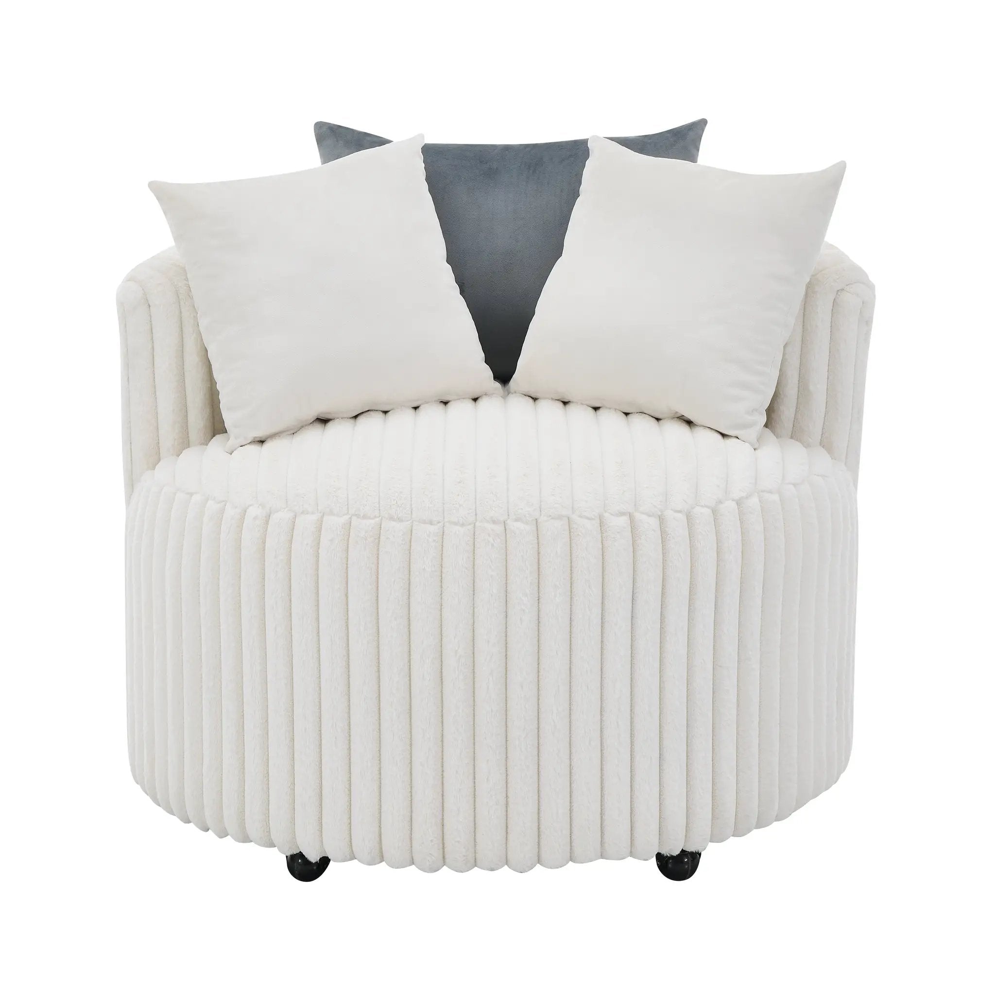 Malna Plush Wide Wale Corduroy Upholstered Barrel Accent Chair with Wheels by HouseOfZazla
