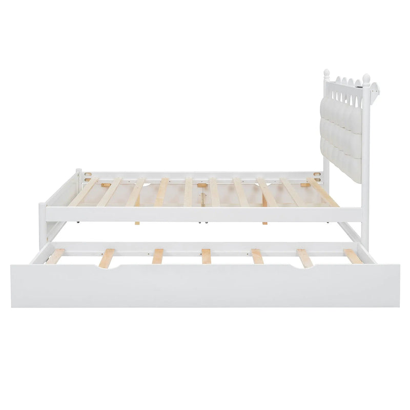 Storage Platform Bed, With 2 Big Drawers, Trundle, One Set Of Sockets & USB Ports by HouseOfZazla