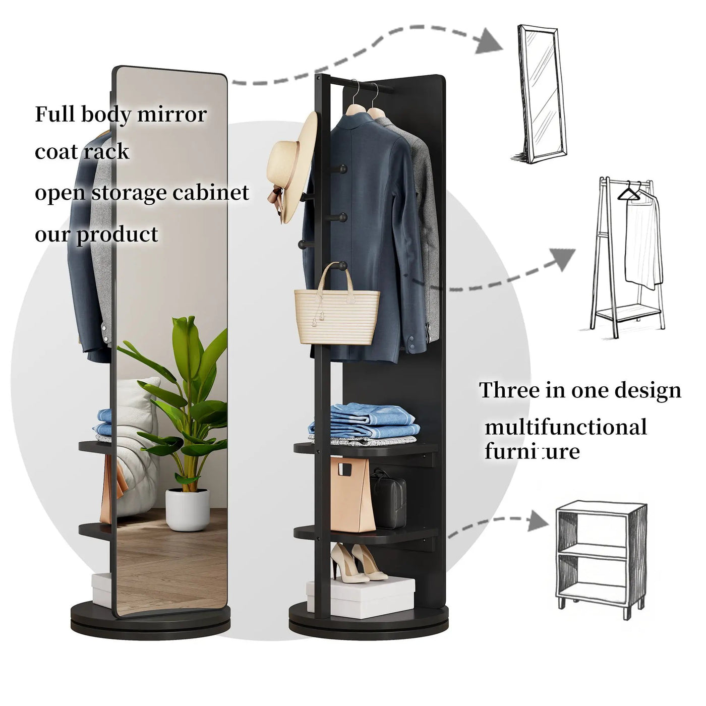 3 In 1 Multifunctional Full-Length Clothing Mirror by HouseOfZazla