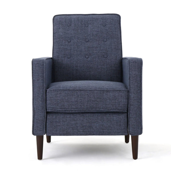 Mid-Century Modern Recliner With Button Tufted Waffle Stitch
