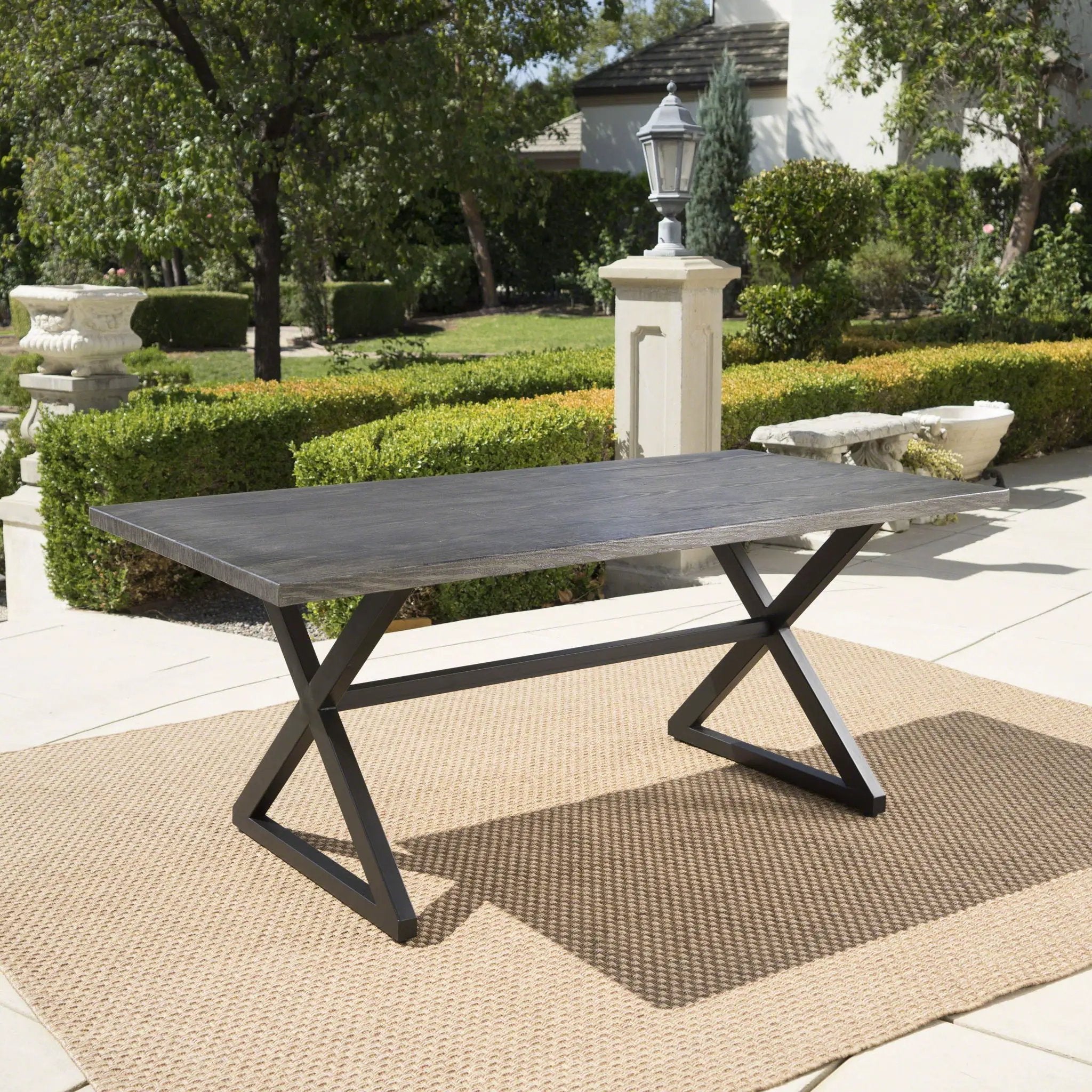 Rolando Outdoor Aluminum Dining Table with Steel Frame by HouseOfZazla