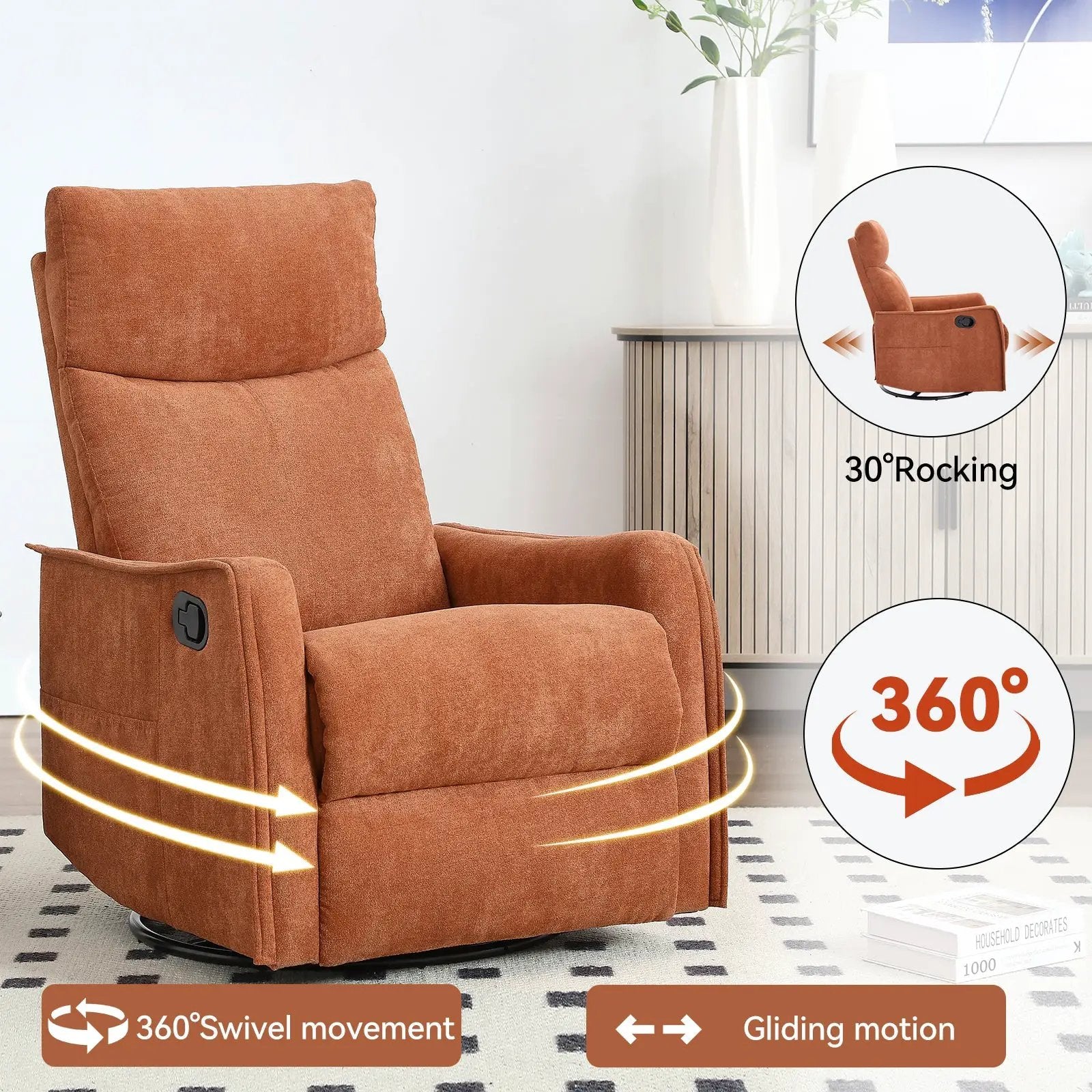 Heat Massage Manual Recliner Chair with Rocker & Swivel by HouseOfZazla