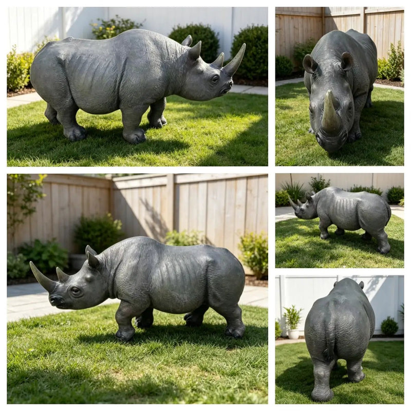 27.5" Large Realistic Rhinoceros Garden Statue by HouseOfZazla
