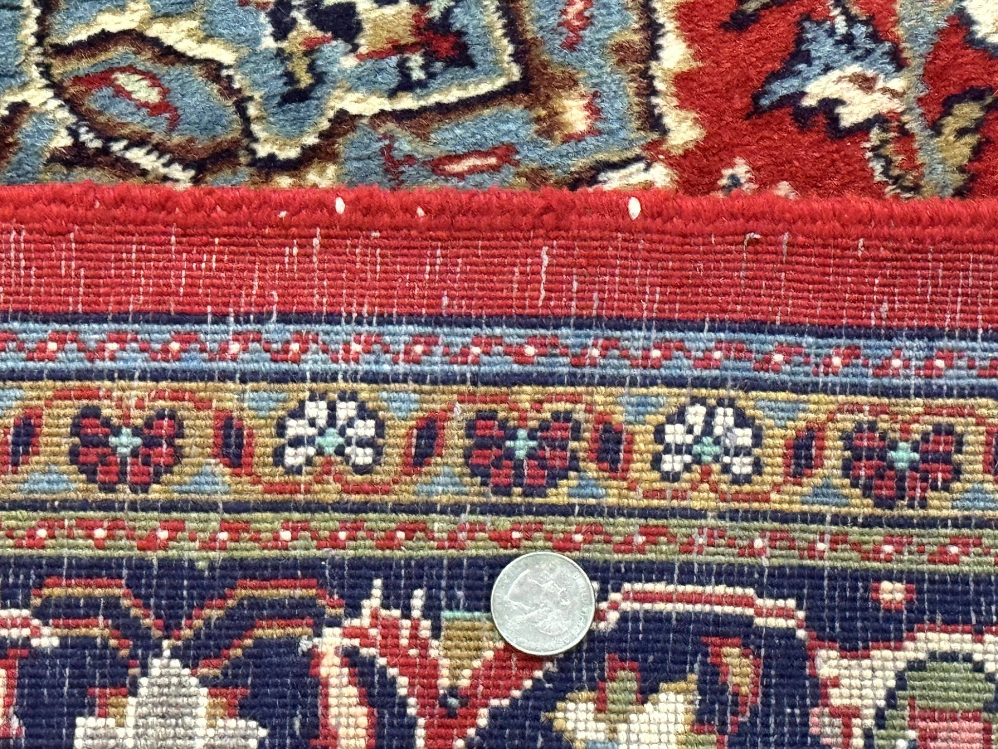 Persian Sarouk Rug 4x7, Red Navy Blue Vintage Wool Medallion Carpet by Jewel Rugs