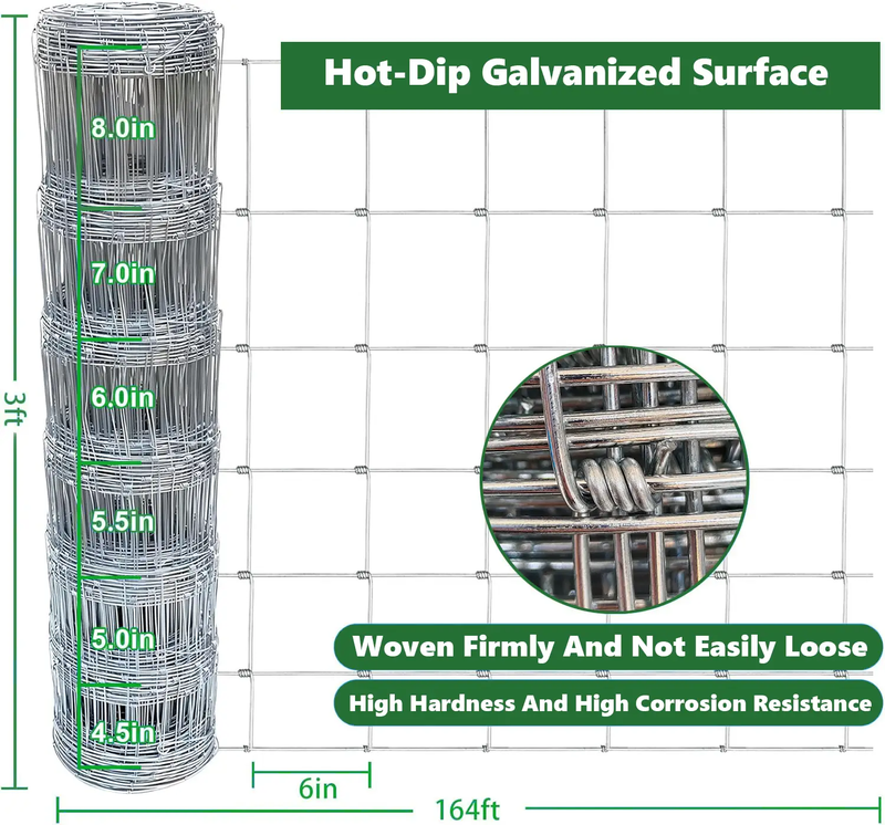 Farm Fence 3ft x 164ft 14-Gauge Heavy Zinc Coated Wire Fencing by HouseOfZazla