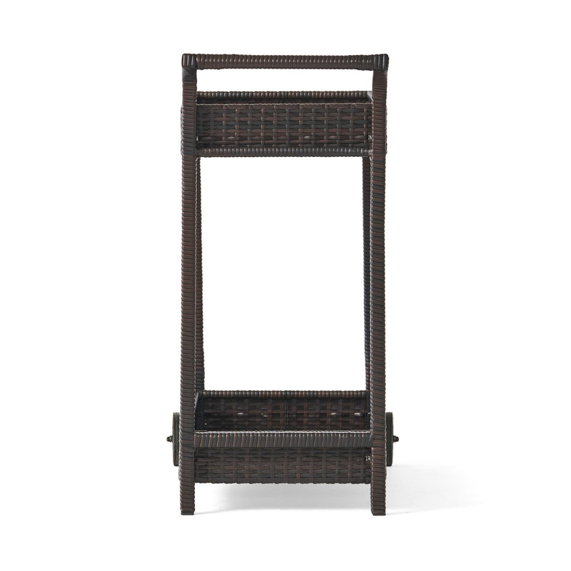 Resin Wicker Bar Cart With Metal Frame - Brown by HouseOfZazla