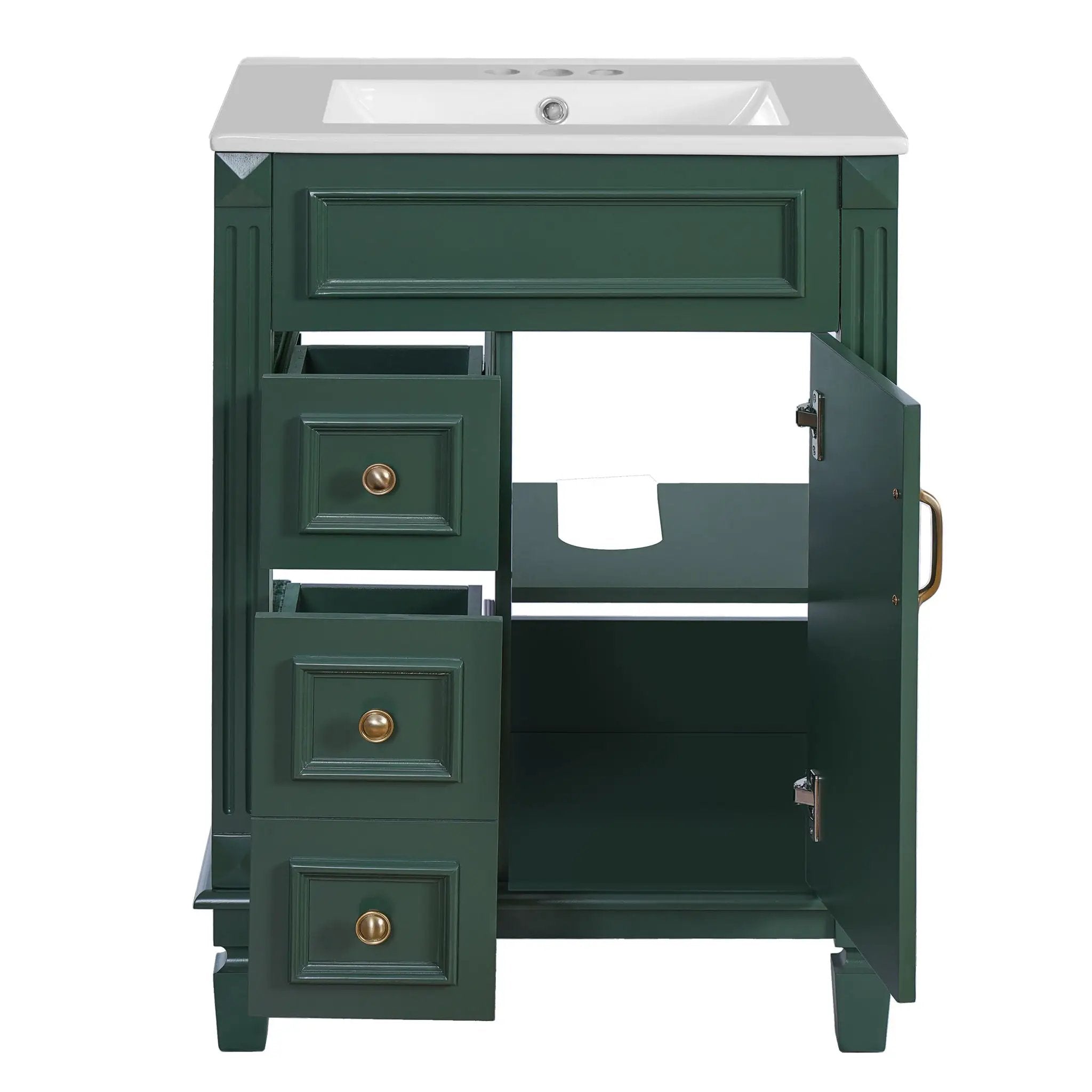 Bathroom Vanity With Sink, Compact Cabinet & 2 Drawers And Adjustable Shelf by Unique Piece Furniture