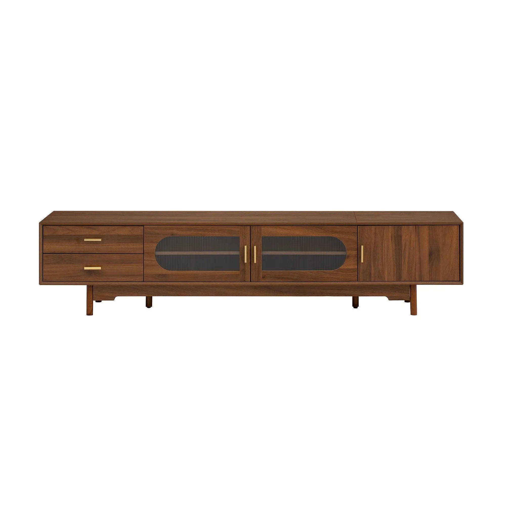 Modern TV Stand With Fluted Glass Doors & 2 Drawers by HouseOfZazla