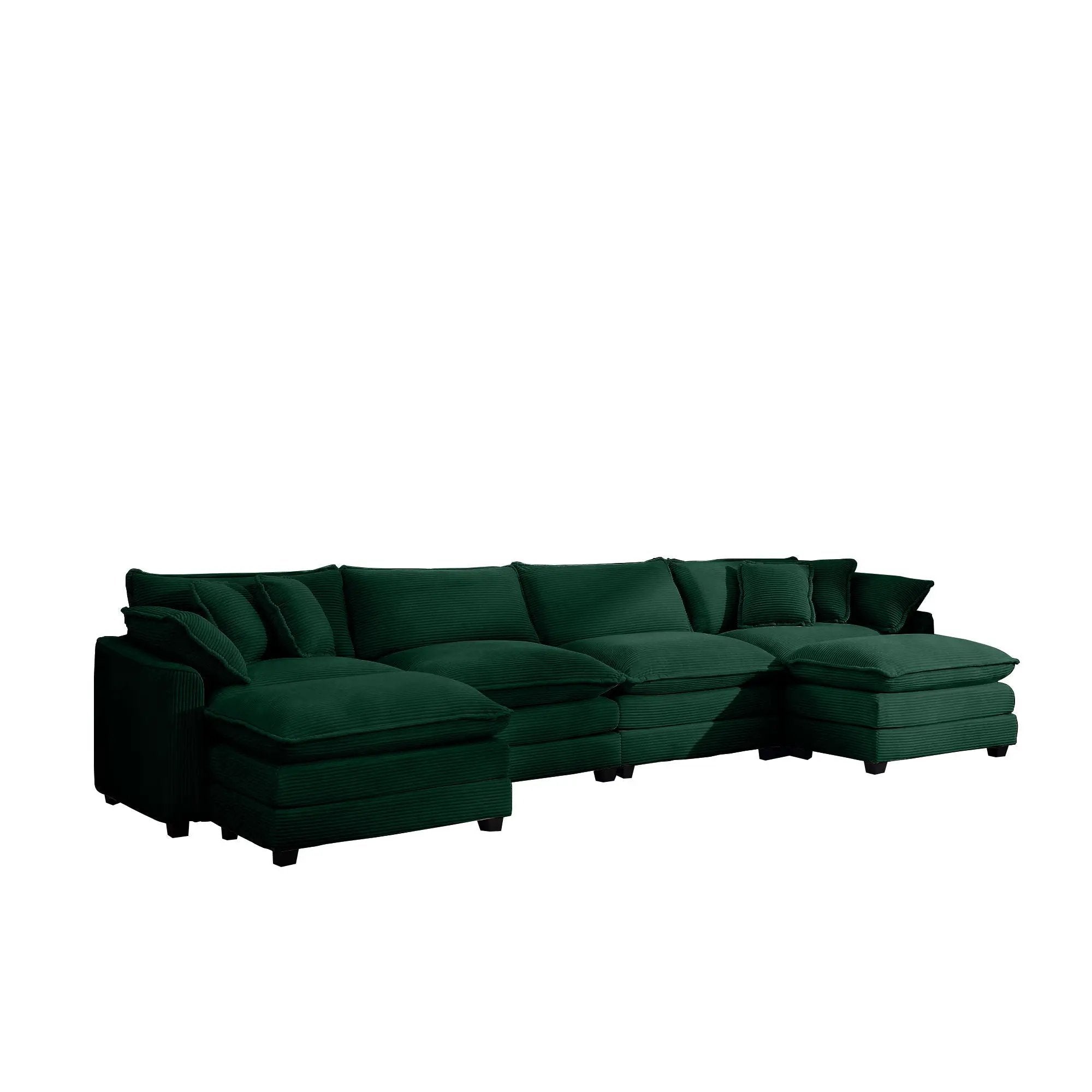 Modern Oversized Modular Cushion Sofa With Ottoman, Low Back, Deep Seating Sofa Set by Unique Piece Furniture