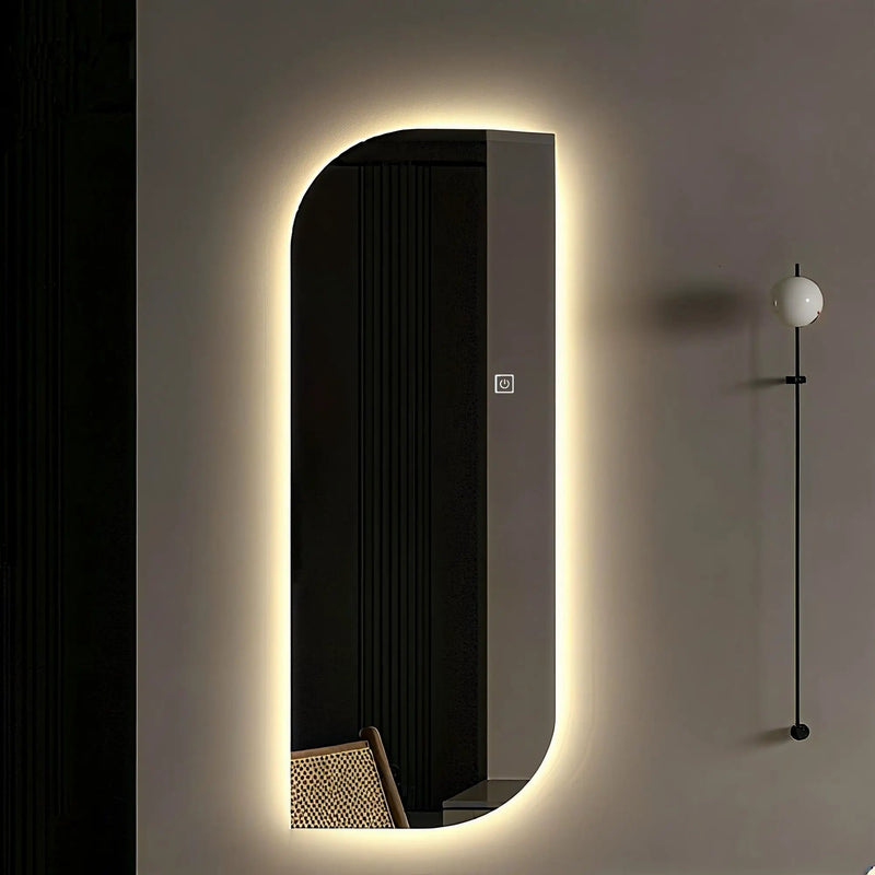 Irregular Shape LED Full Length Wall Mirror With 3 Color Dimmable Lighting - Silver by HouseOfZazla