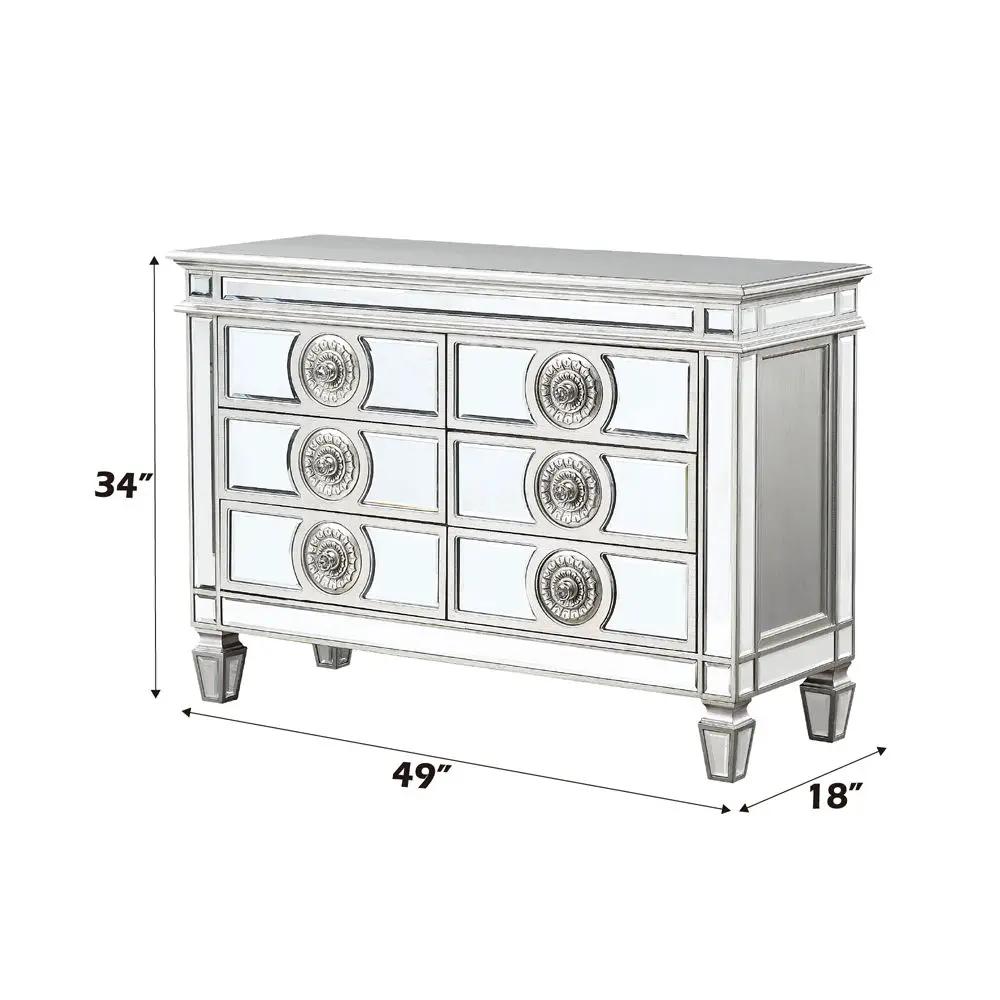 Varian - 34" Server - Mirrored & Antique Platinum by Unique Piece Furniture