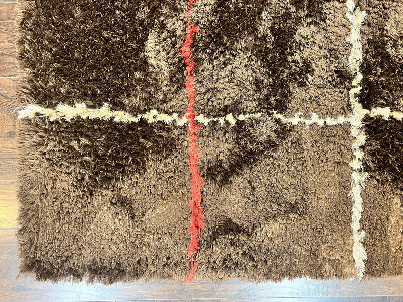 Shag Rug 6x8, Brown, Panel Design by Jewel Rugs
