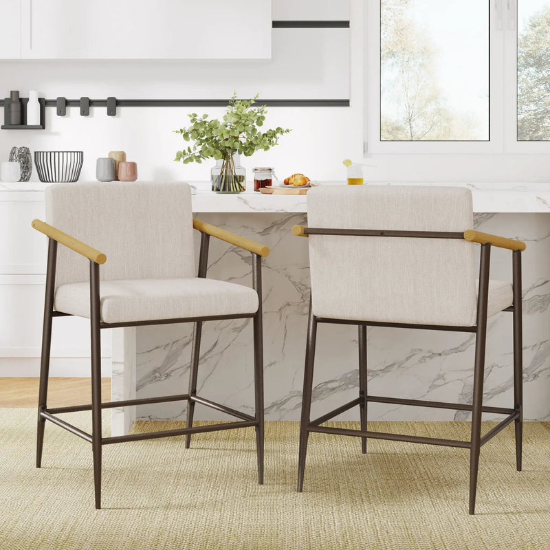 Mid Century Modern Counter Stool Set With Iron Frame by HouseOfZazla