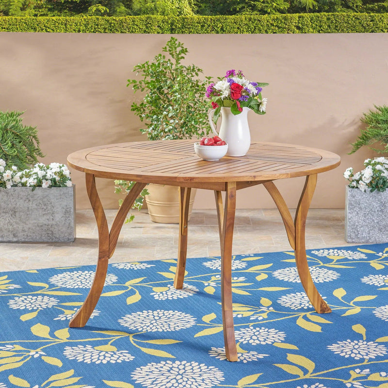 Hermosa Outdoor Acacia Wood Circular Dining Table by HouseOfZazla