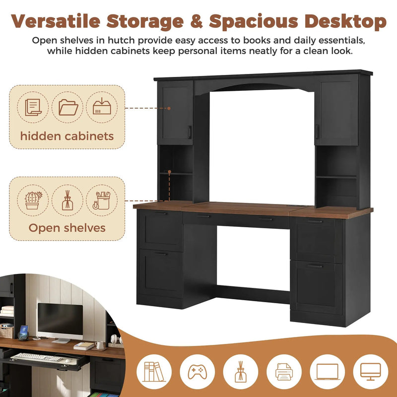ON-Trend Farmhouse Arched Computer Desk with Hutch by HouseOfZazla