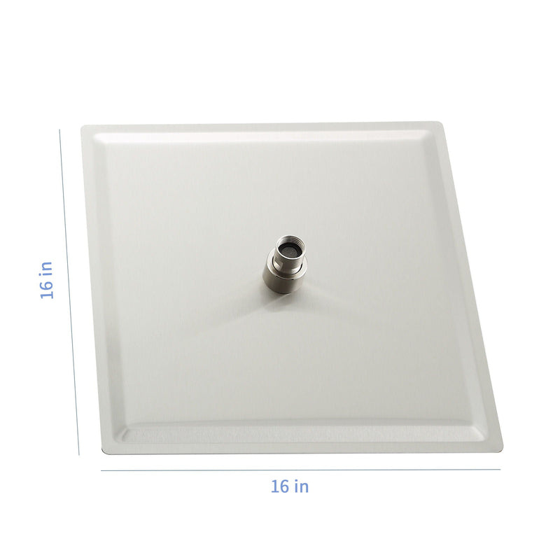 16" Square Rainfall Shower Head Fixed Wall Mount With Full Body Coverage & Self Cleaning Silicone Nozzles by HouseOfZazla