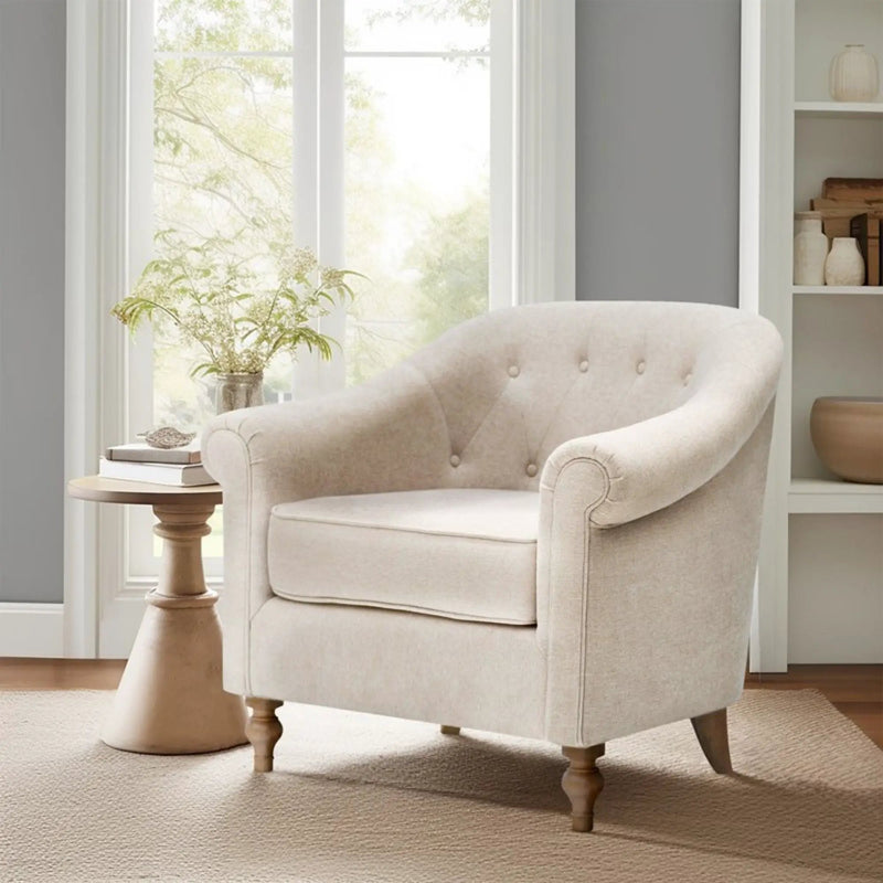 Fayette - Tufted Accent Arm Chair - Cream by HouseOfZazla
