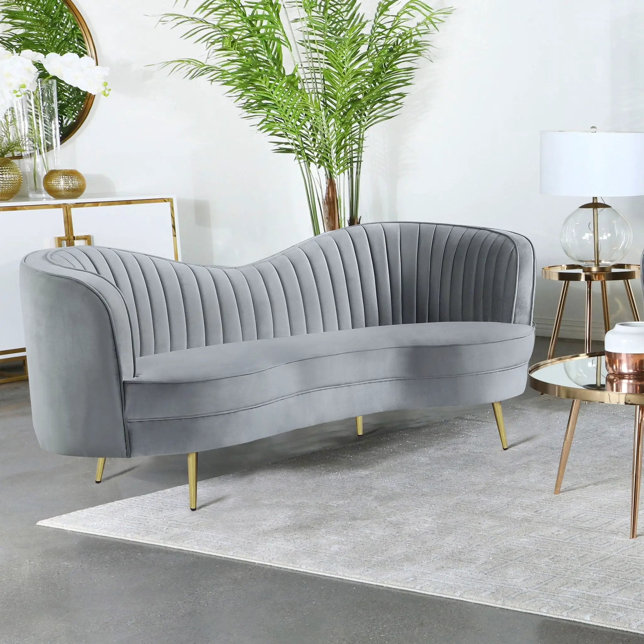 Reigha - Loveseat With Channel Tufted - Gray by HouseOfZazla