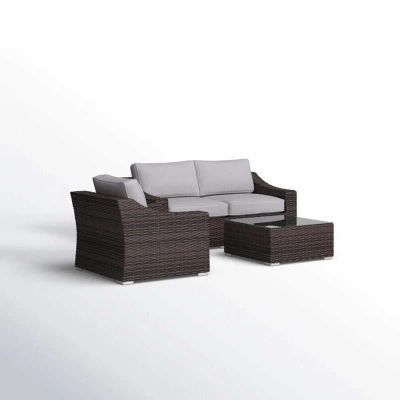 Outdoor Wicker Conversation Set With Cushions, All Weather by Unique Piece Furniture