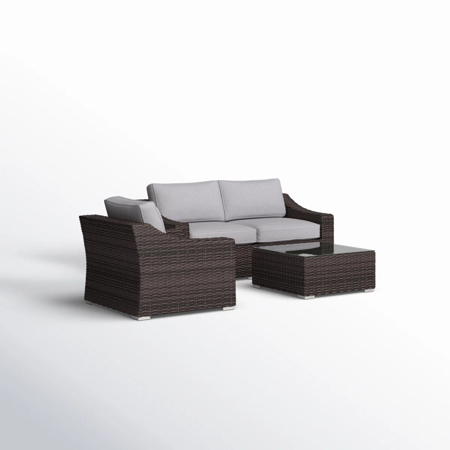 Outdoor Wicker Conversation Set With Cushions, All Weather by HouseOfZazla