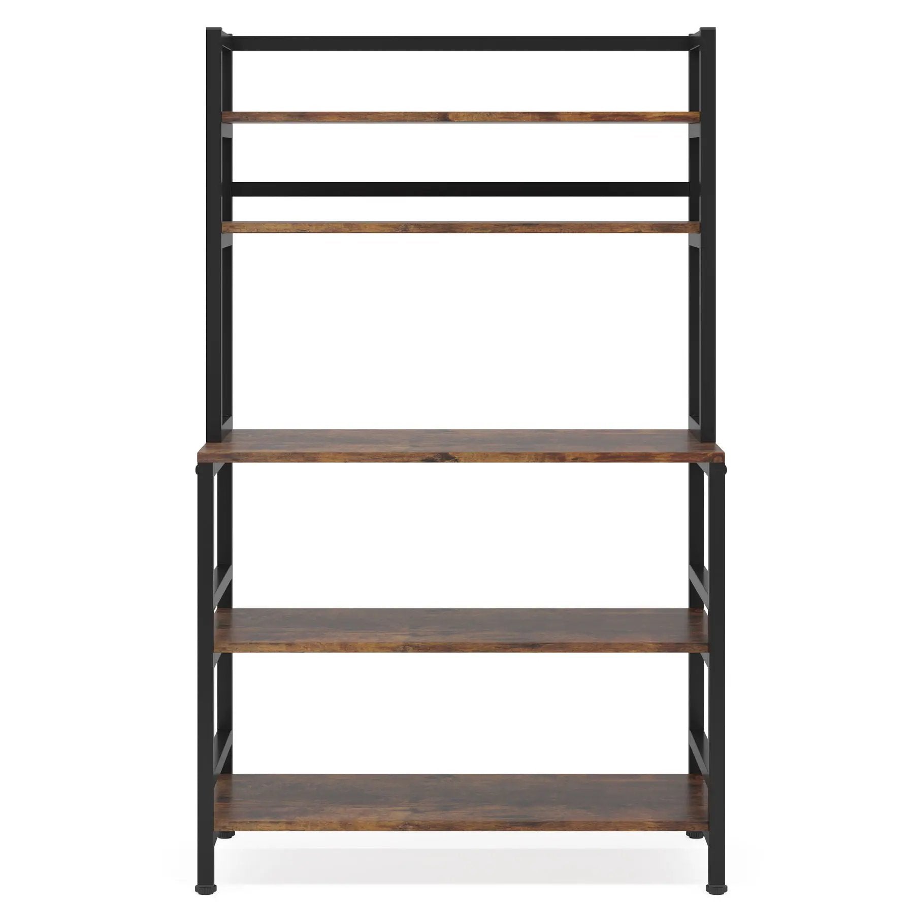 5 Tier Kitchen Bakers Rack With Hutch Microwave Stand, Freestanding Storage Organizer For Countertop - Black by HouseOfZazla