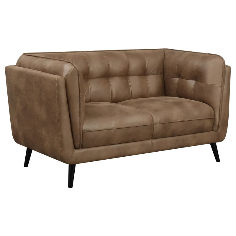 Maximillion - Tuxedo Arms Loveseat - Brown by HouseOfZazla