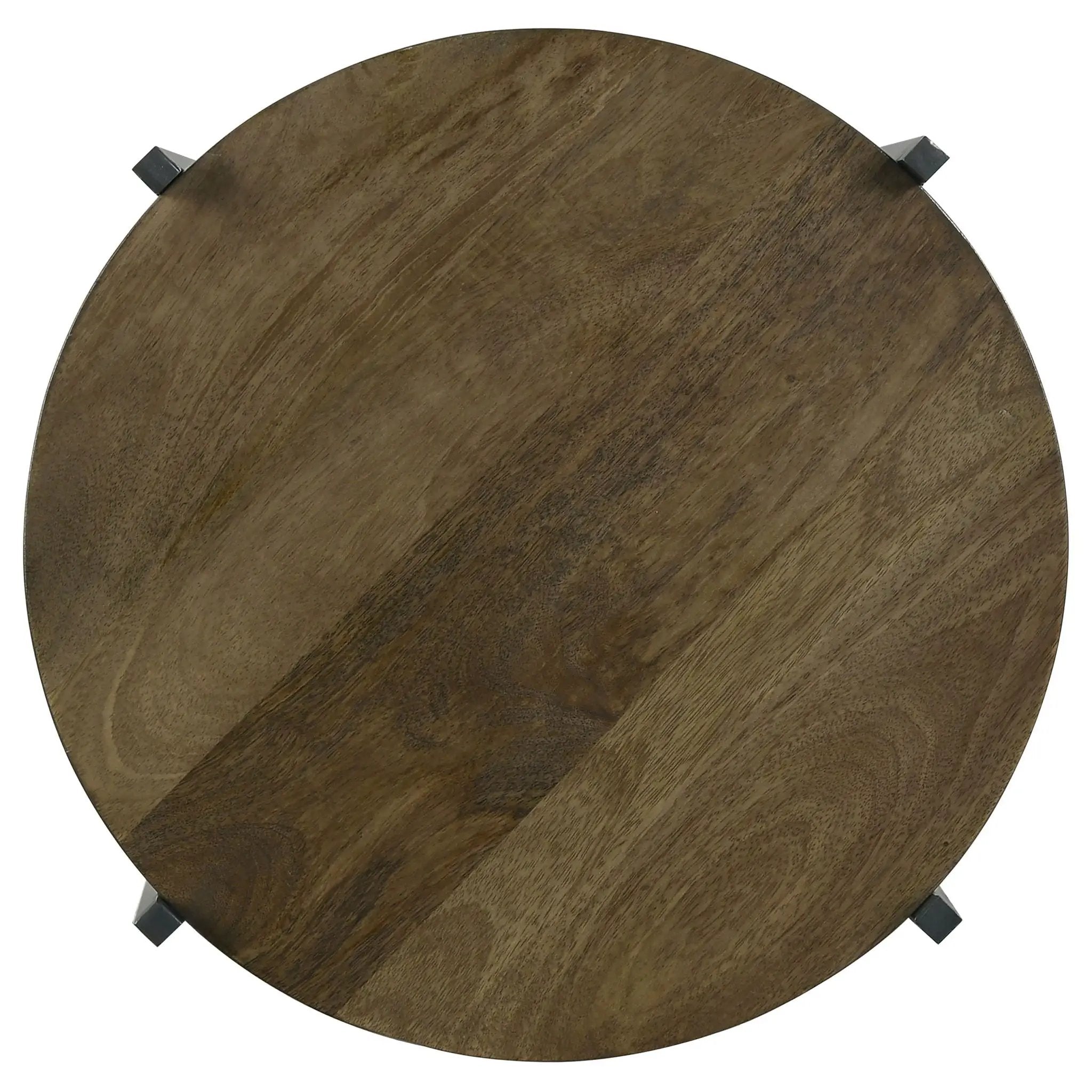 Axel Round Accent Table with Open Shelf Natural and Gunmetal by Unique Piece Furniture