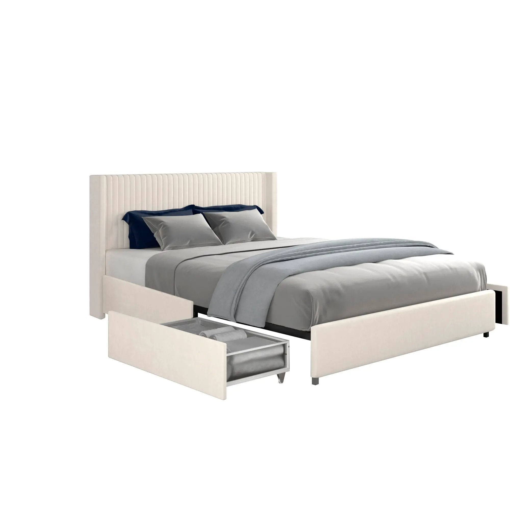 Anna - Upholstered Wingback Platform Bed With 4 Drawers Storage by HouseOfZazla