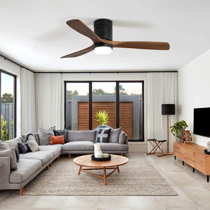 Indoor Ceiling Fan With Lights, Reversible DC Motor, Remote Control - Black by Unique Piece Furniture