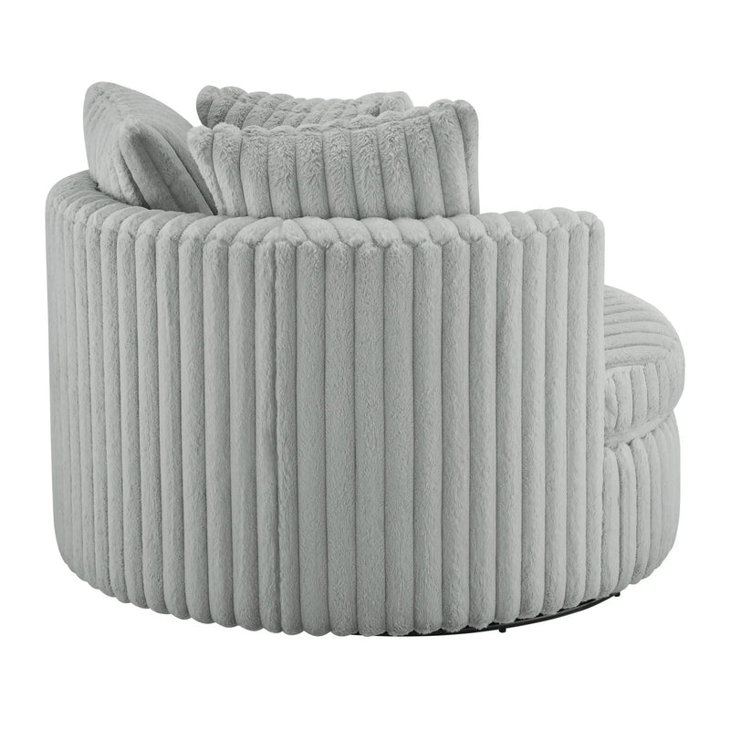 Mindy - Oversized Swivel Barrel Chair - Gray by HouseOfZazla