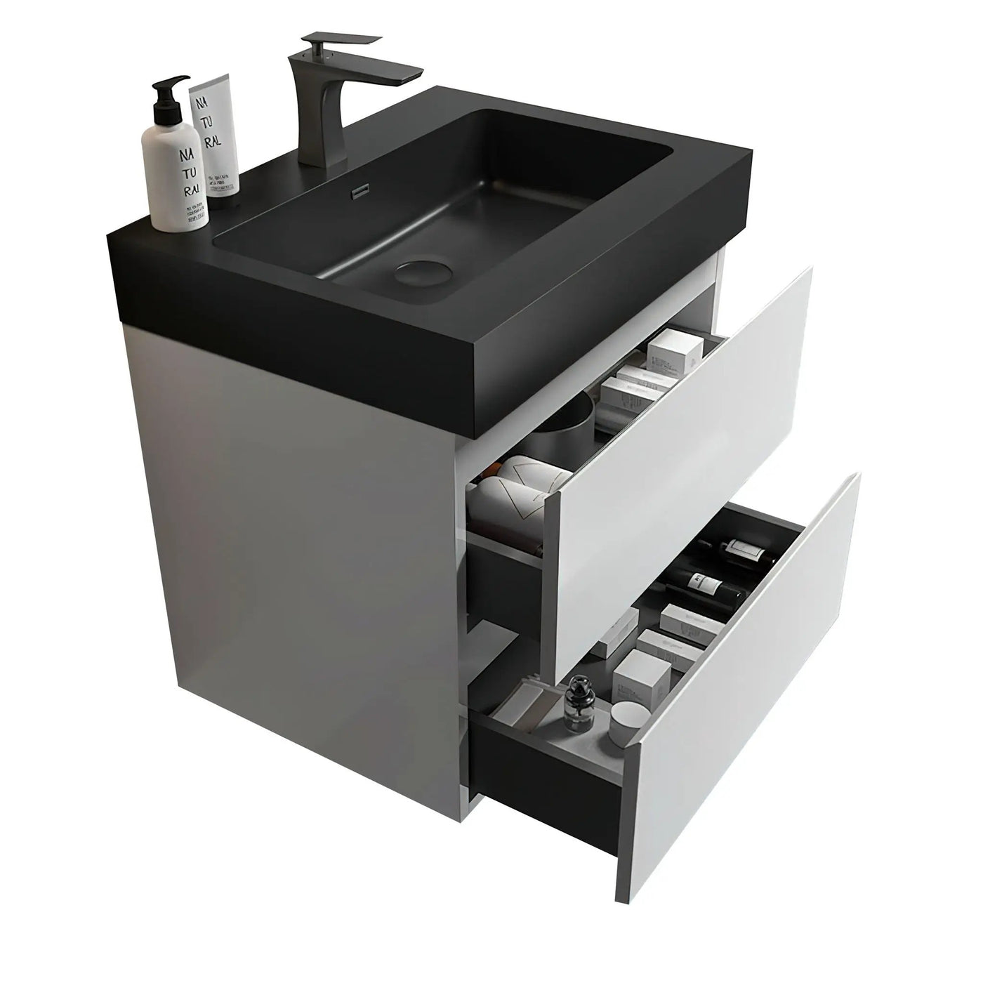 Alice - Bathroom Vanity With Large Storage, Sink, Wall Mounted by Unique Piece Furniture
