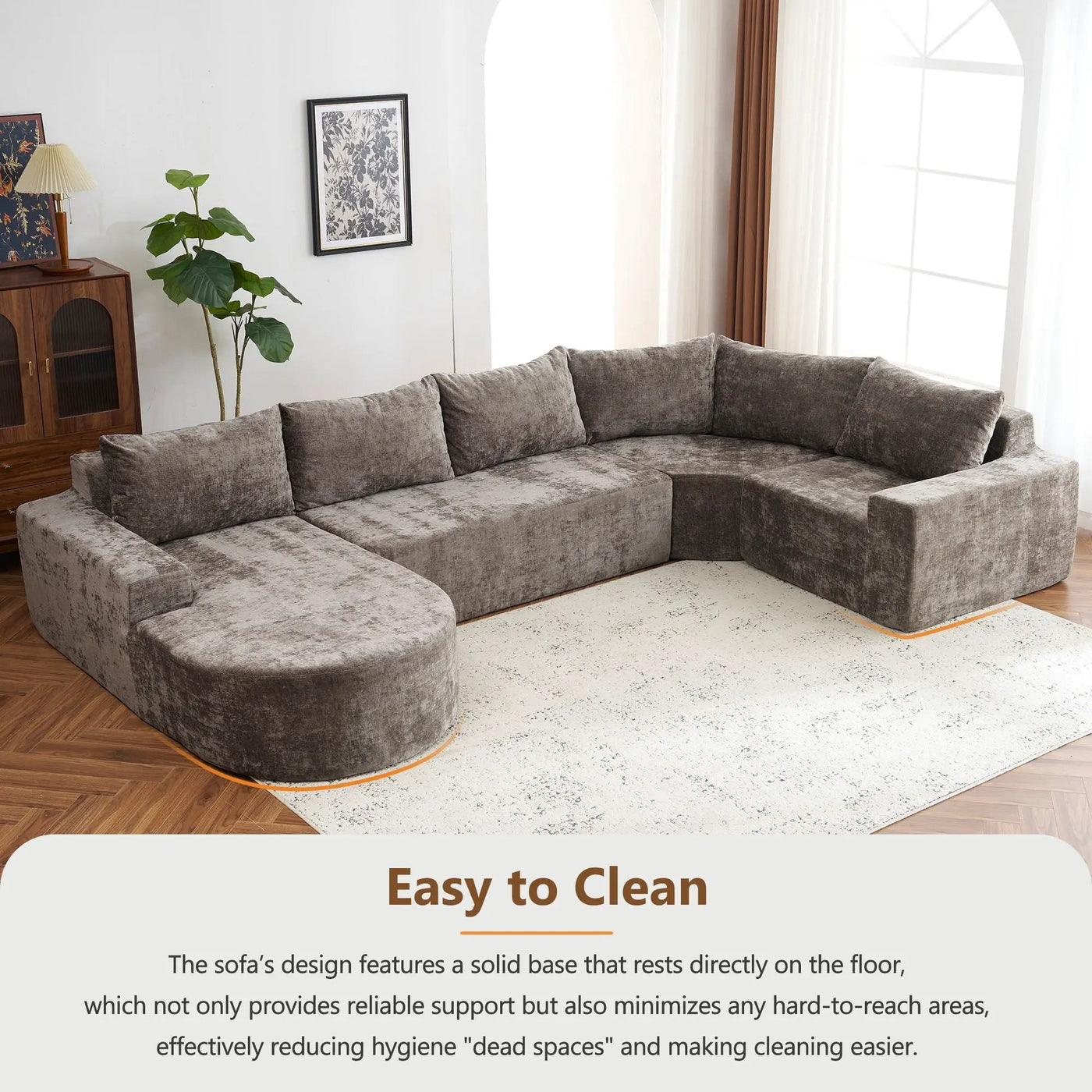 U-Shaped Oversized Modular Cloud Sectional Sofa With Deep Seat For Living Room by Unique Piece Furniture