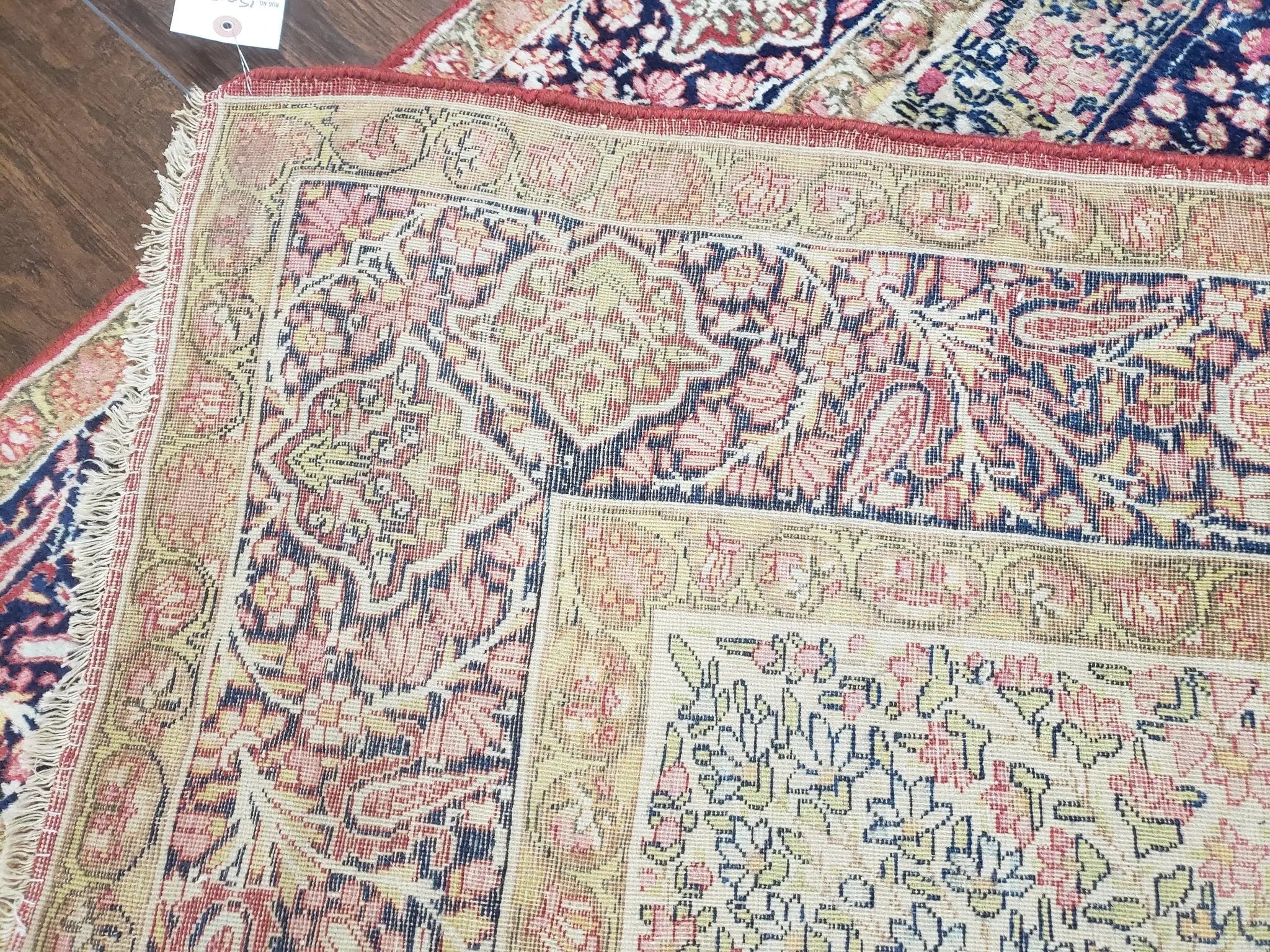 Antique Persian Kerman Lavar Rug 4.4 x 7.5, Highly Collectible Rare, 1880s Rug, Millefleurs, Cows, Wool Hand Knotted, Pictorial by Jewel Rugs