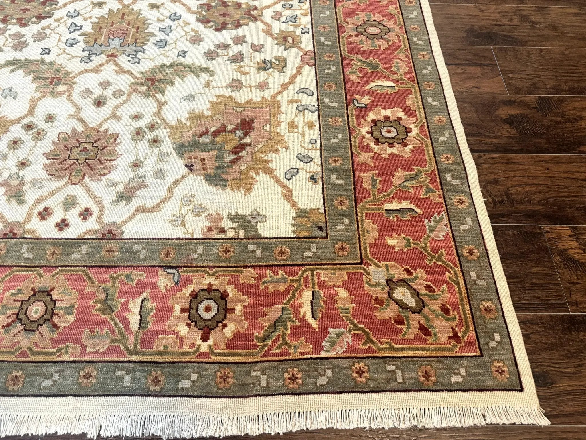 Flatweave Soumak Rug 6x9, Nourison Rug, Wool Handmade, Floral, Ivory by Jewel Rugs