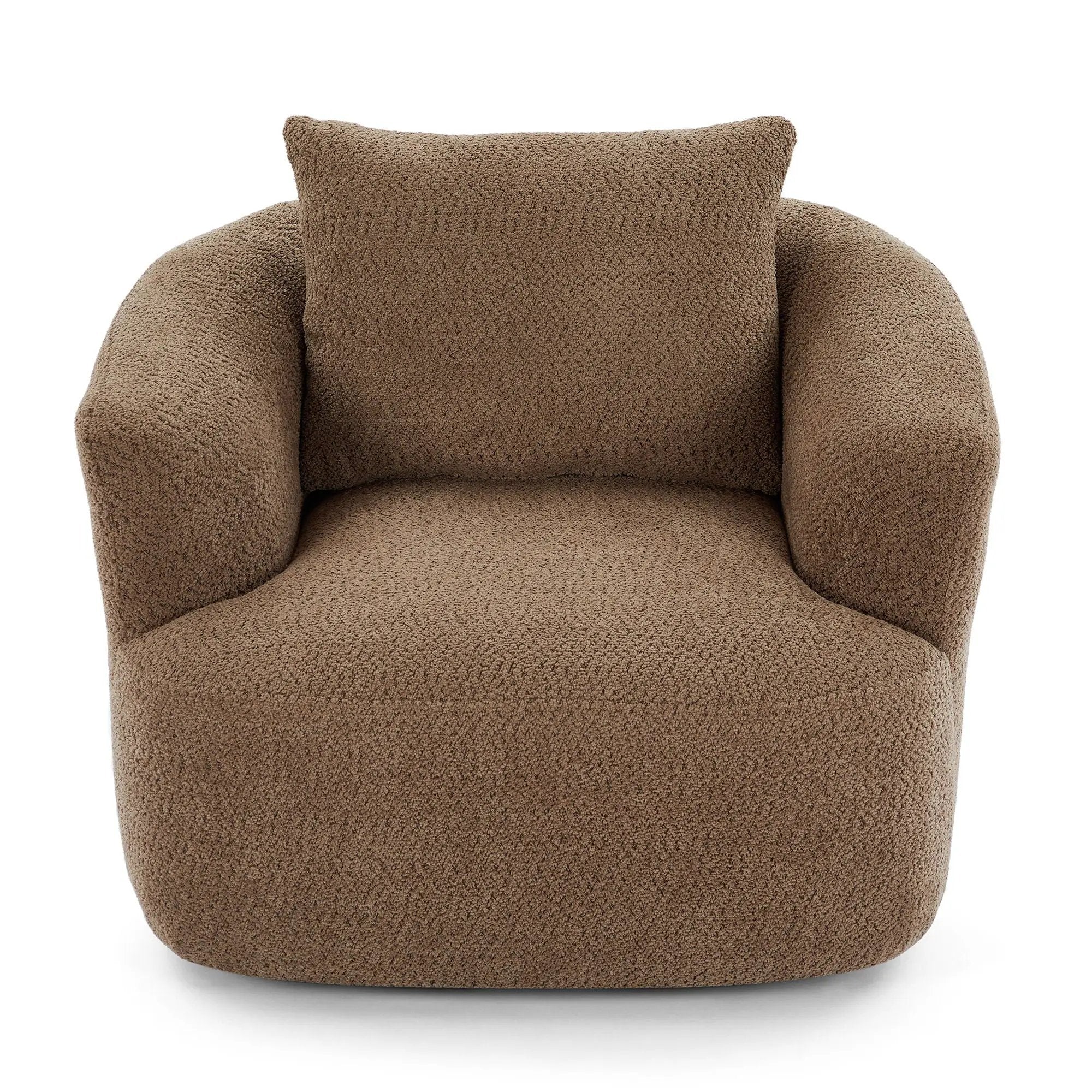 360° Swivel Barrel Sofa Chair With Throw Pillow, Upholstered Accent Chair by Unique Piece Furniture