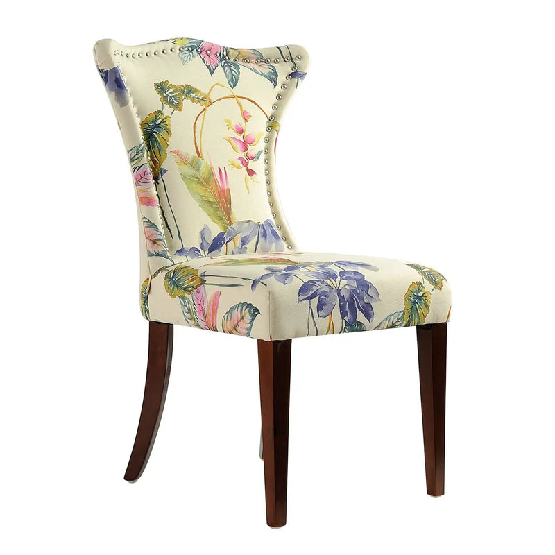 Paradise - Upholstered Accent Chair Printed On - Off-White Floral by HouseOfZazla