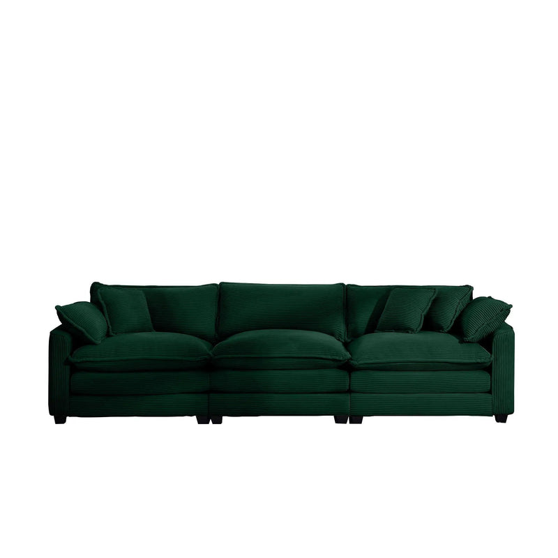 Mid-Century Modern 3 Seater Sectional Sofa With Arm And Throw Pillows by Unique Piece Furniture