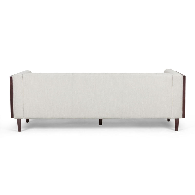 Contemporary Mid-Century Charm 3 Seater Sofa With Button Tufted Waffle Stitching