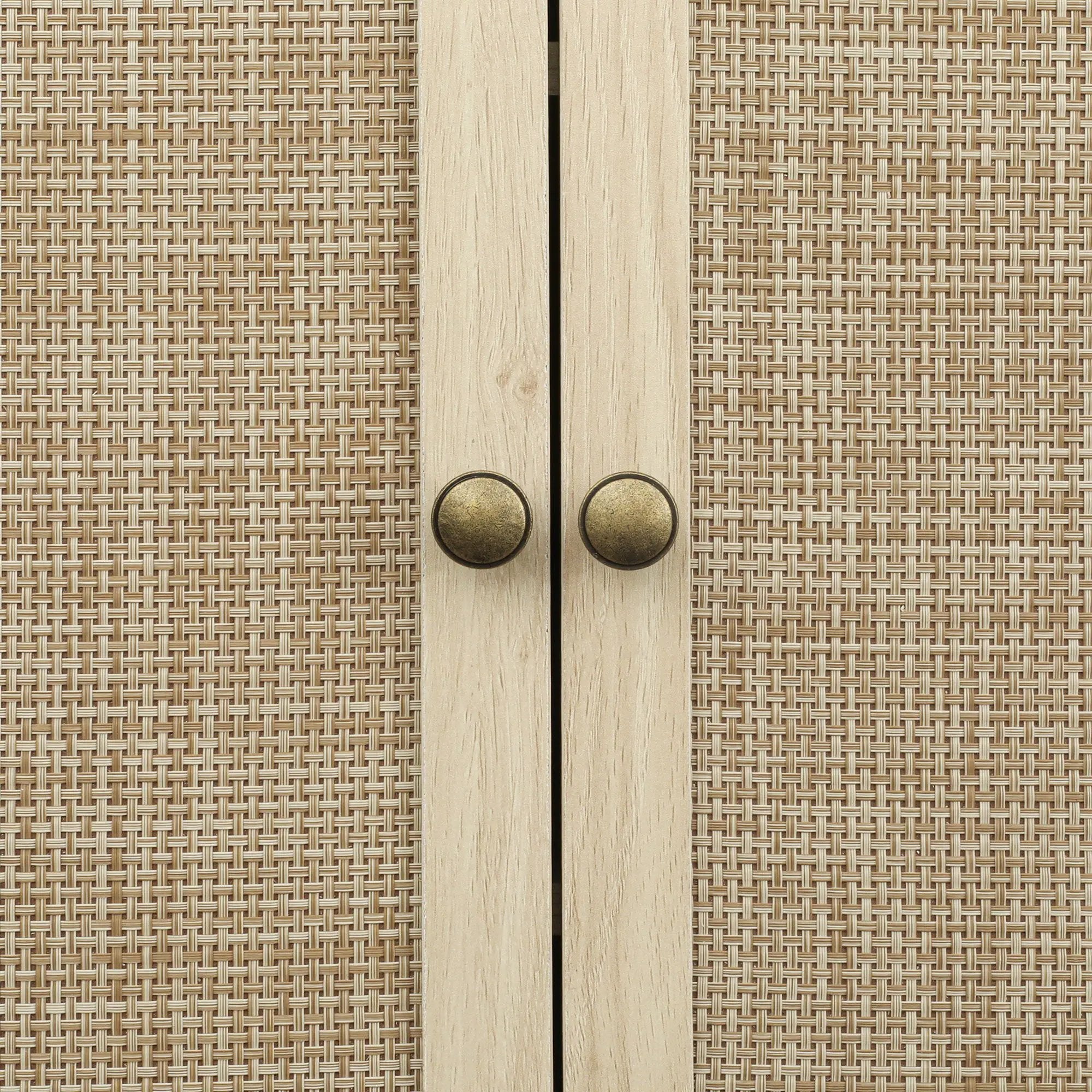 4 Door Storage Cabinet With 1 Drawer And 4 Adjustable Inner Shelves - Natural by HouseOfZazla