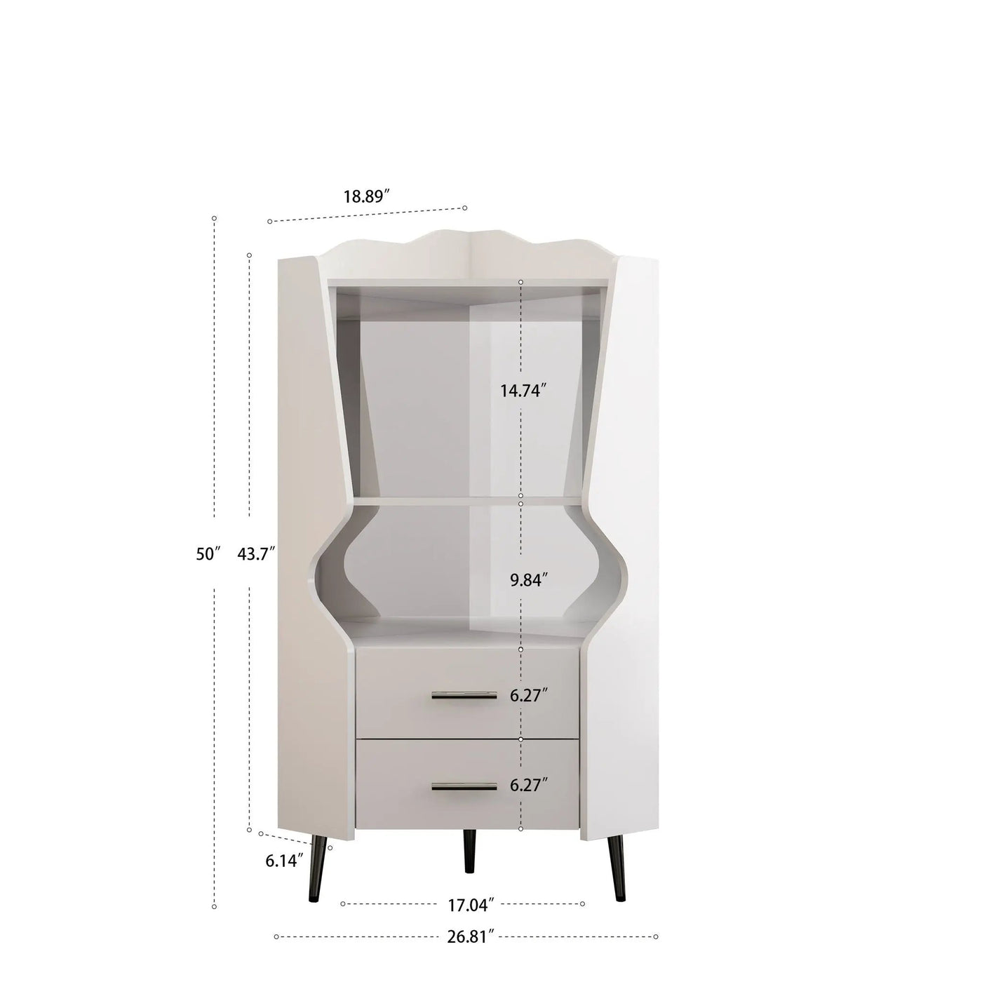 Corner Bar Cabinet With Mirrored Back, 2 Open Shelves & 2 Drawers by HouseOfZazla
