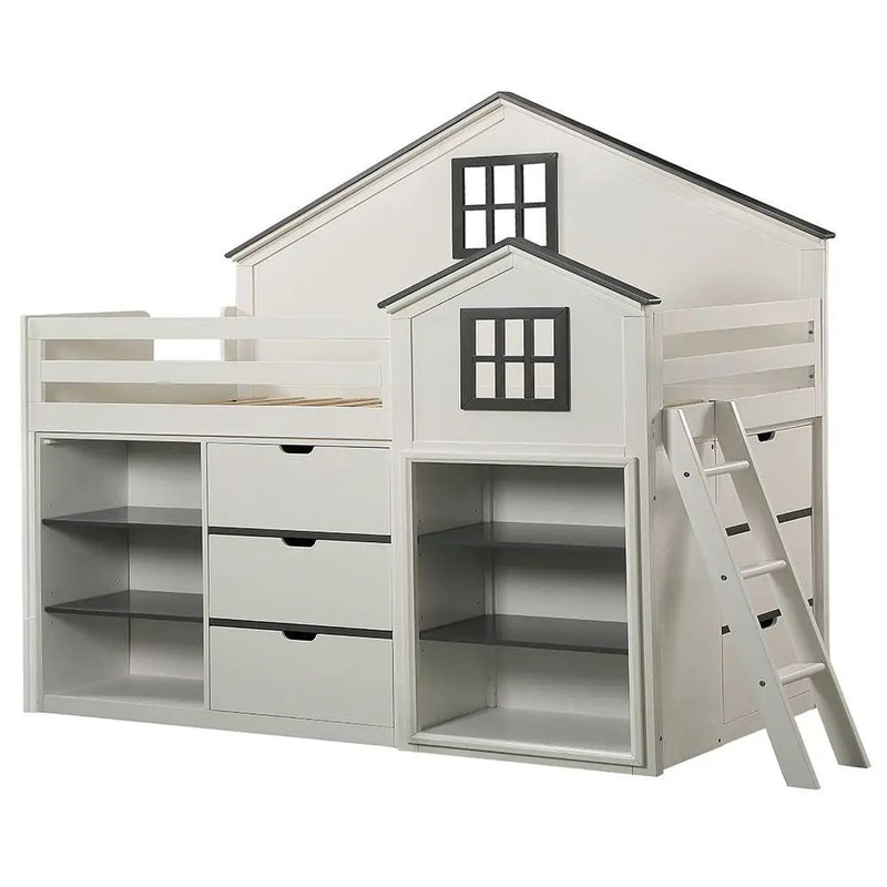 Ratana - Loft Bed - Gray & White by Unique Piece Furniture
