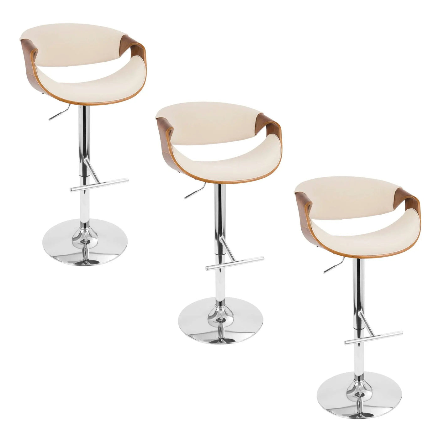 Curvo - Mid Century Modern Adjustable Barstool With Swivel With Straight T Footrest by Unique Piece Furniture
