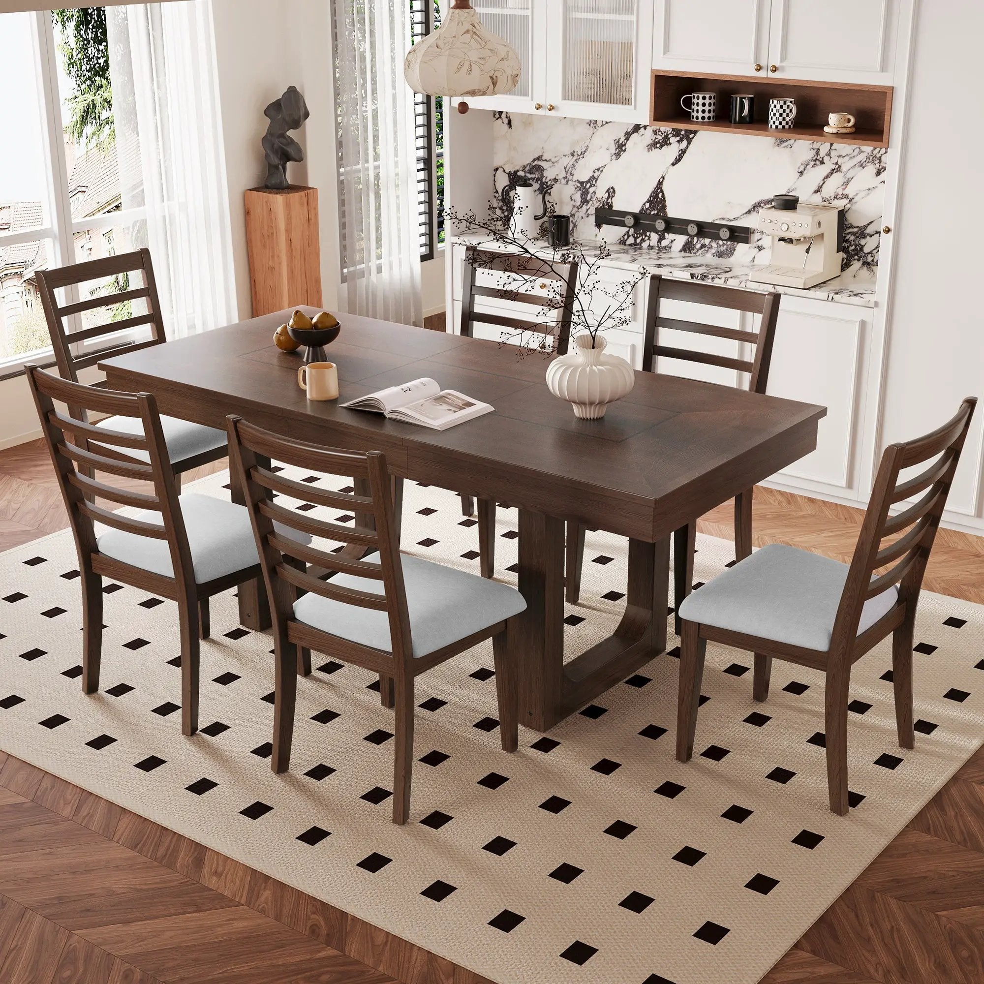 7-Piece Extendable Dining Table Set by HouseOfZazla