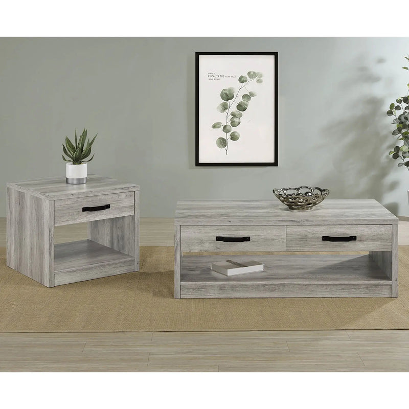 Nuberg - 2 Piece And End Table Set With Storage Drawers - Gray by HouseOfZazla