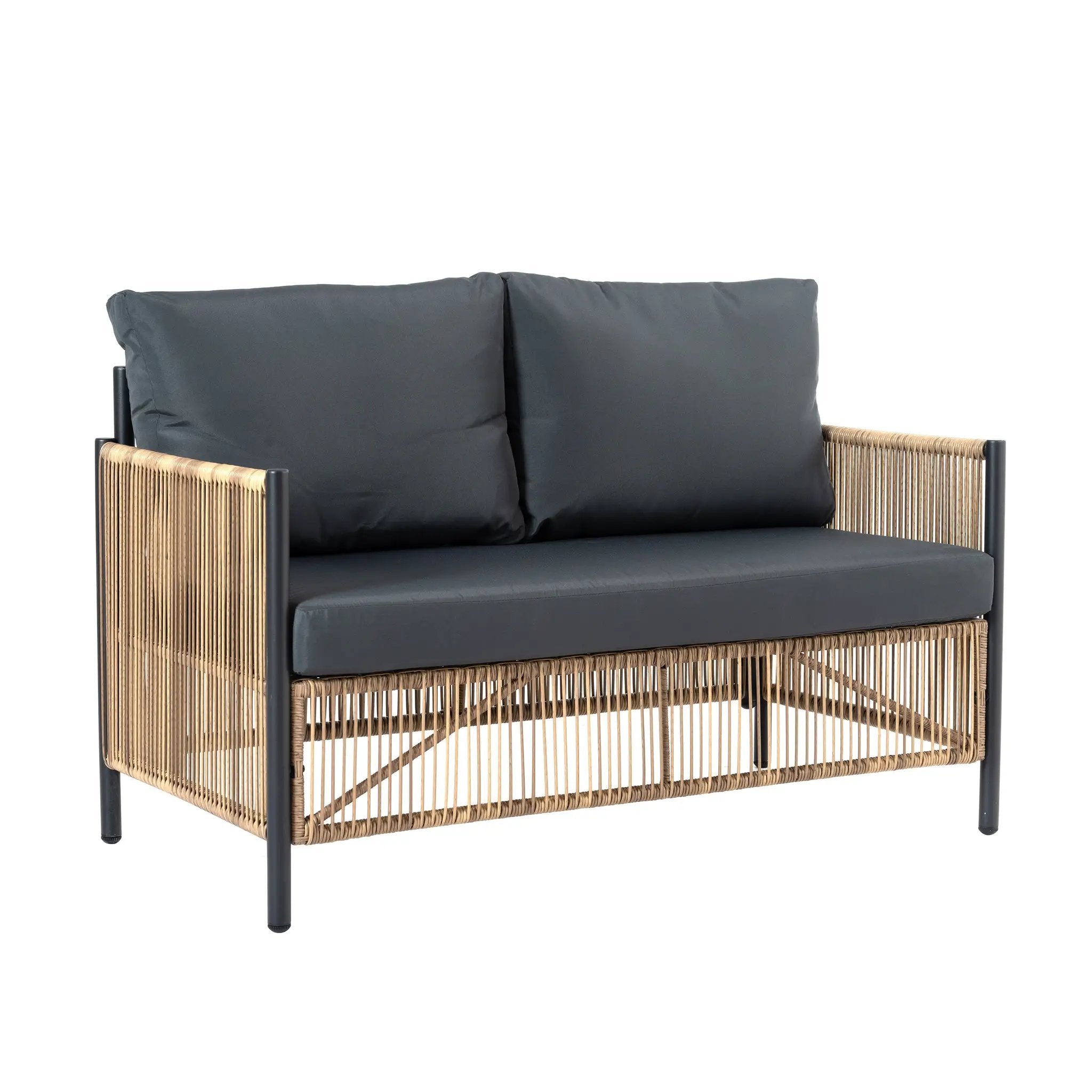 Patio 4-Piece Brown PE Wicker Sofa Set with Grey Cushions by HouseOfZazla