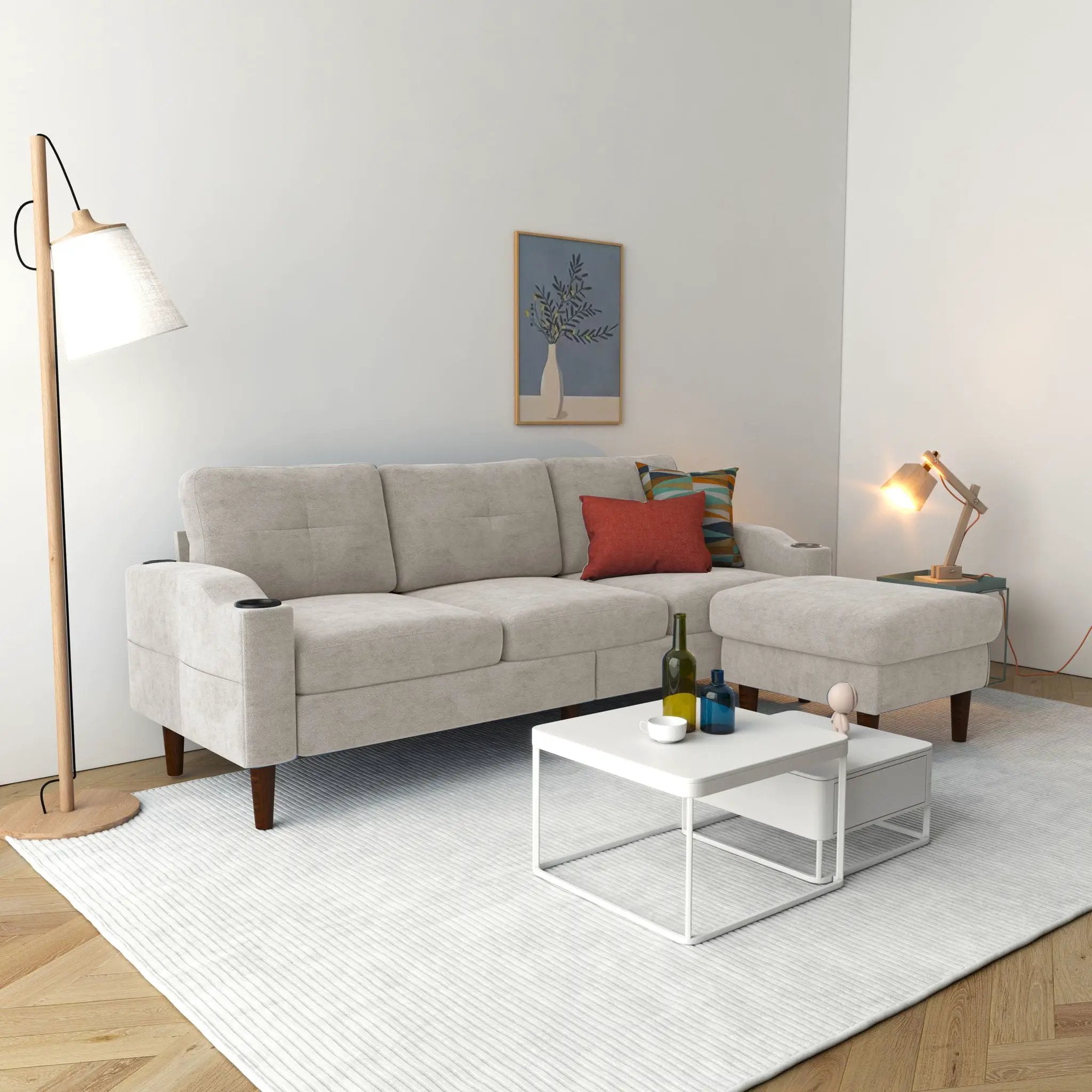 3 Seater Convertible Combination L Shaped Sofa With Footstools With Storage by Unique Piece Furniture