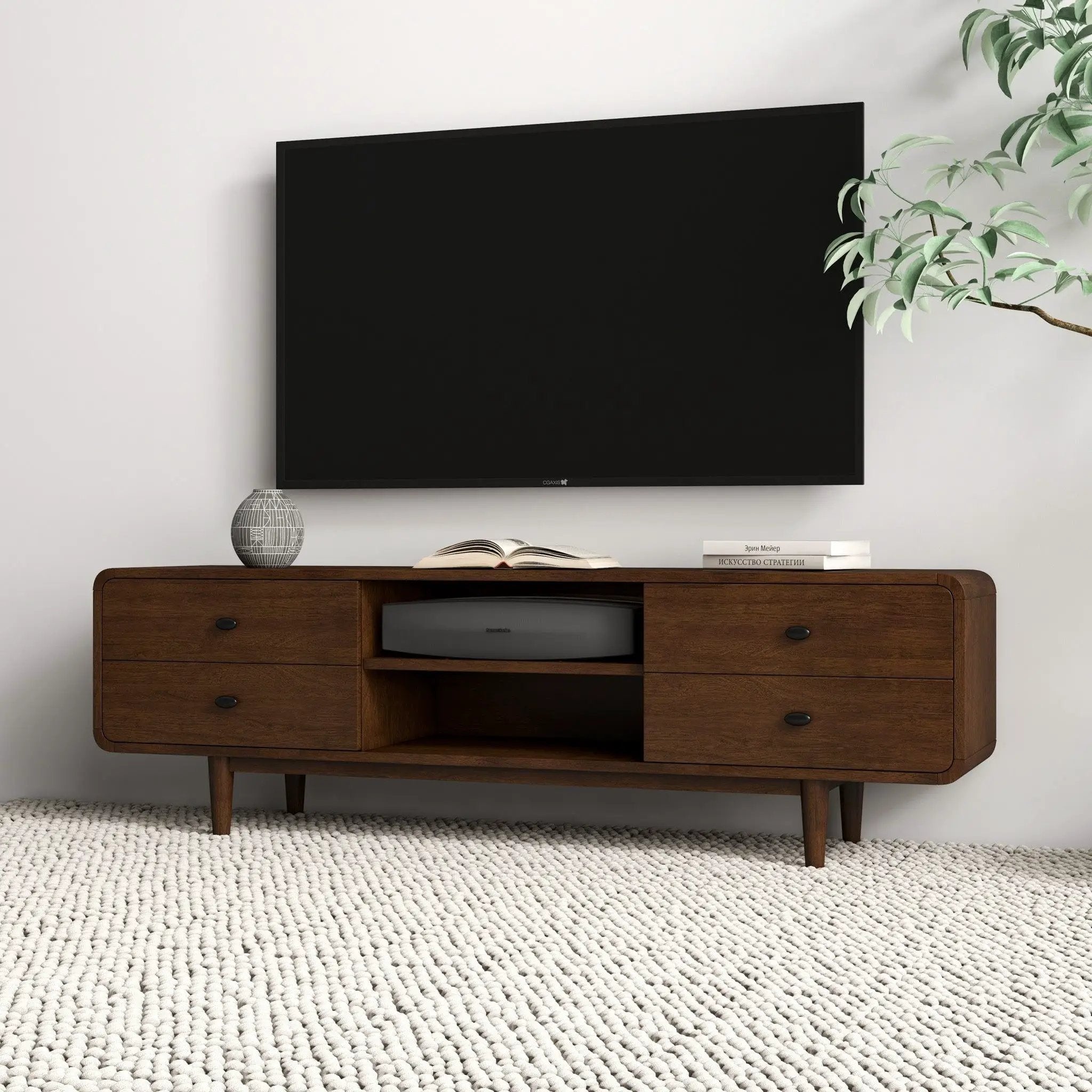 Alexa - TV Stand - Dark Brown / Wood by HouseOfZazla