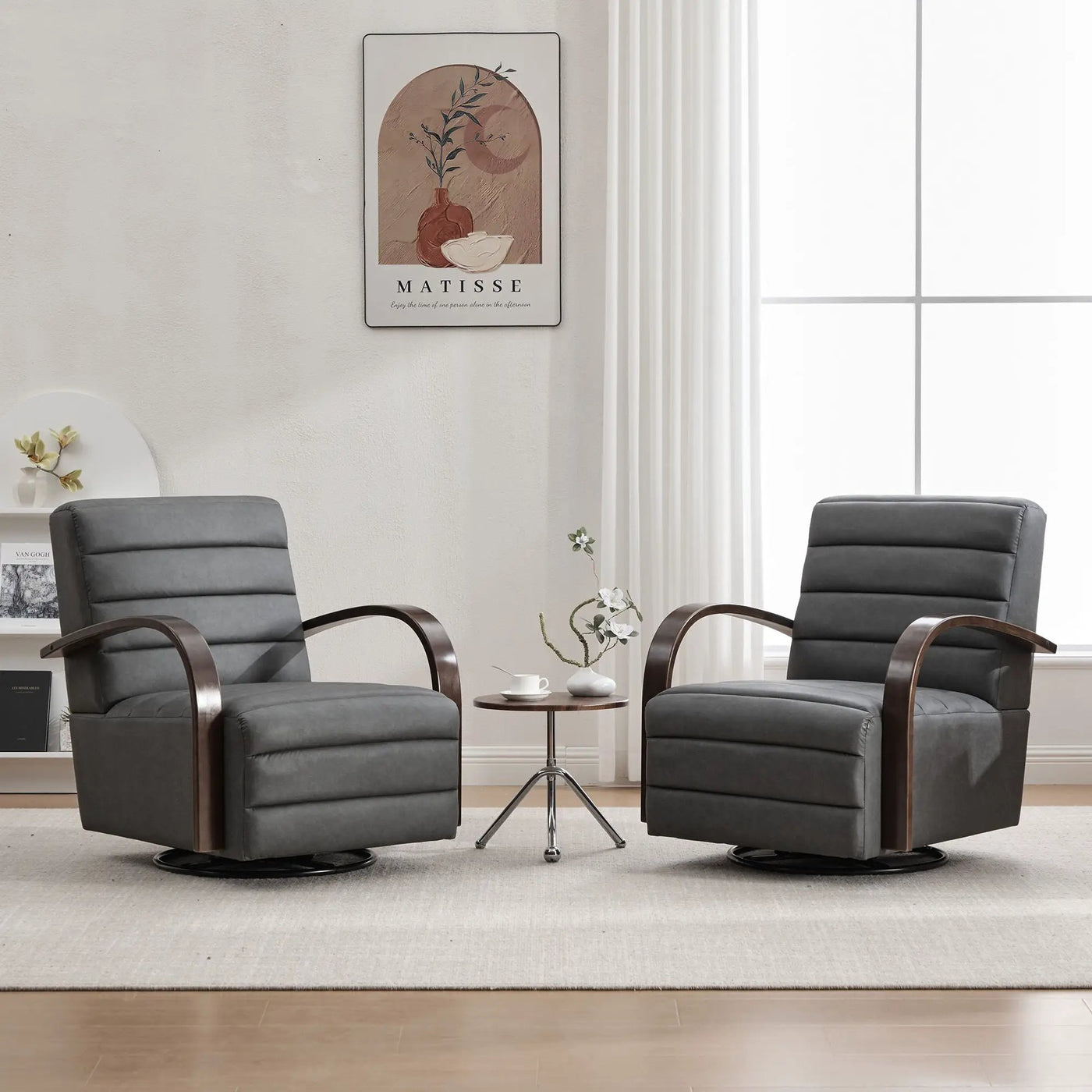 360° Swivel Accent Chair With Armrests, Comfy Lounge by Unique Piece Furniture