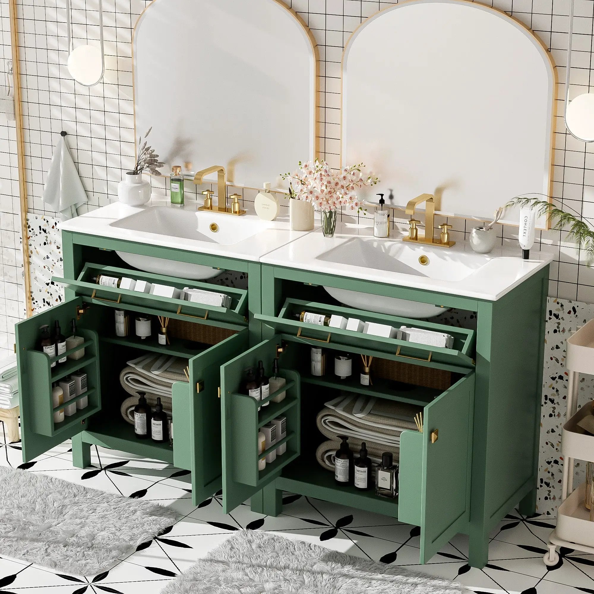 60" Modern Black Bathroom Vanity Set by HouseOfZazla