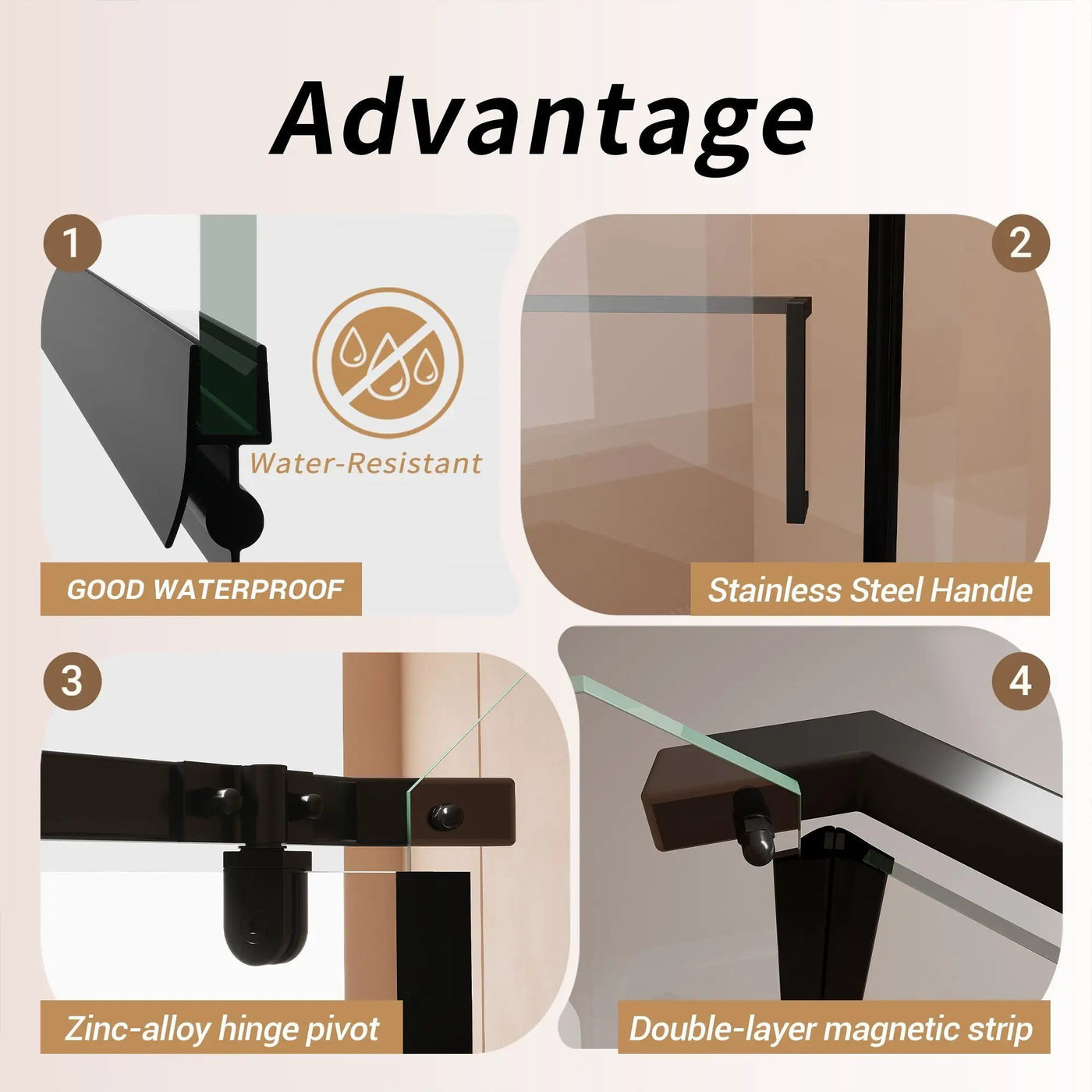 Frameless Neo Angle Shower Door WithTempered Glass by HouseOfZazla